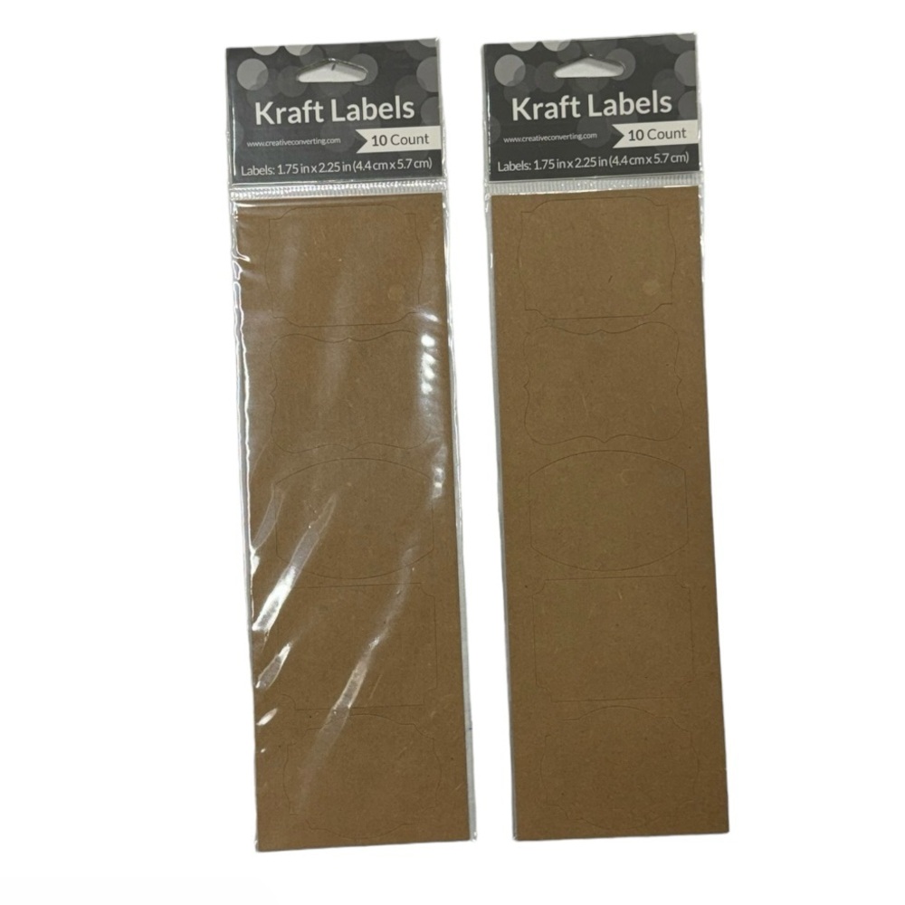 2 packs of 10 Kraft / craft labels. Creative converting sticky sticker labels.